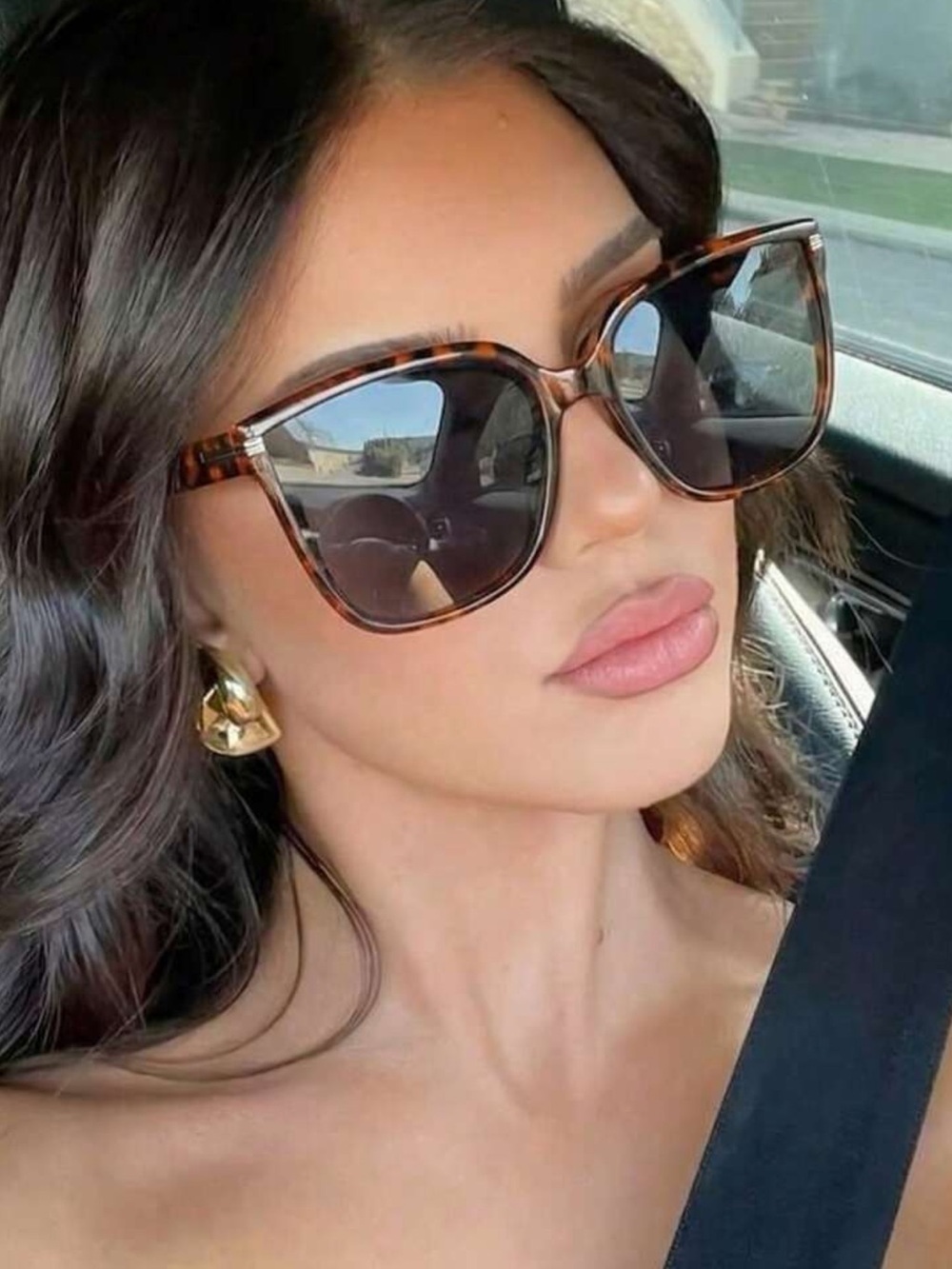 1 Pair Square Bohemian Style Fashion Glasses, Filled With Summer Beach Vacation